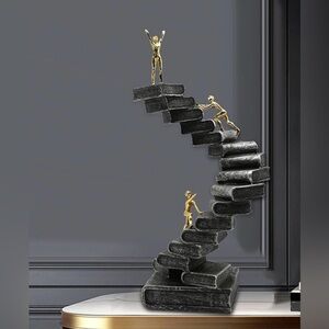 Home Decor Modern Eclectic Contemporary Resin Sculpture Black Gray Gold Student